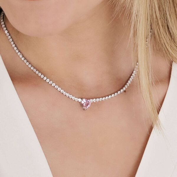 Collana in argento placcato oro rosa con cristalli munticolor