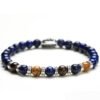 Bracciale Uomo Gerba A Molla In Argento 925 Con Occhio Di Tigre E Lapis E Bronzite 2 - Verre Gioielli Bracciale Uomo Gerba A Molla In Argento 925 Con Occhio Di Tigre E Lapis E Bronzite
