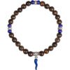 Bracciale Uomo Gerba A Molla In Argento 925 Con Occhio Di Tigre E Cornetto Smaltato Blu