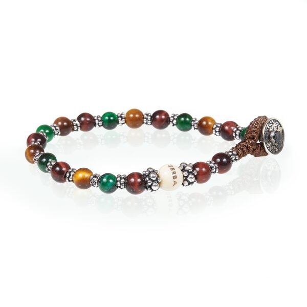 Bracciale Unisex Gerba Lab Con Cordino Con Occhio Di Tigre Multicolor E Argento 925 3 - Verre Gioielli Bracciale Unisex Gerba Lab Con Cordino Con Occhio Di Tigre Multicolor E Argento 925