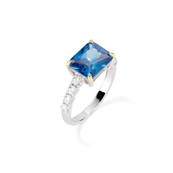 Anello Donna Amen In Argento 925 Con Zirconi Blu E Bianchi 3 - Verre Gioielli Anello Donna Amen In Argento 925 Con Zirconi Blu E Bianchi