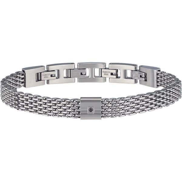 Bracciale Uomo Breil In Acciaio Con Diamante Naturale Nero 3 - Verre Gioielli Bracciale Uomo Breil In Acciaio Con Diamante Naturale Nero