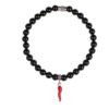 Bracciale Uomo Gerba A Molla In Argento E Onice Nero Con Cornetto Rosso 1 - Verre Gioielli Bracciale Uomo Gerba A Molla In Argento E Onice Nero Con Cornetto Rosso