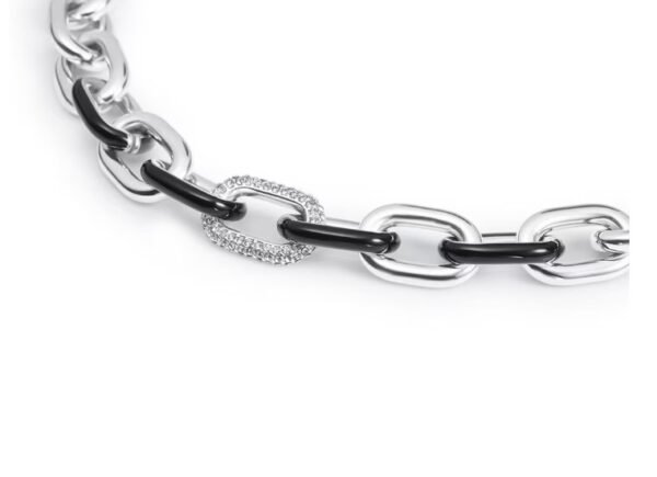 Collana Con Cristalli Neri In Acciaio Inox - Girocollo Donna Con Catena Regolabile - Regalo Di Compleanno