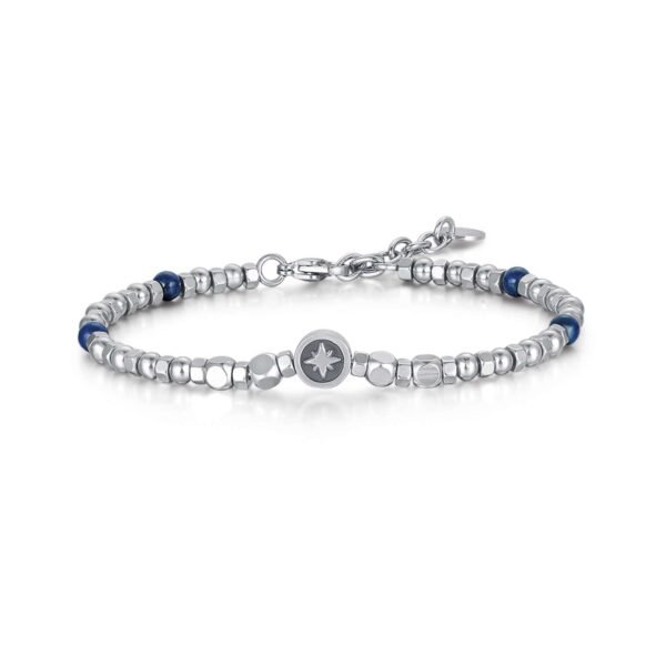 Bracciale Uomo Luca Barra In Acciaio Con Lapis Nero E Stella Polare