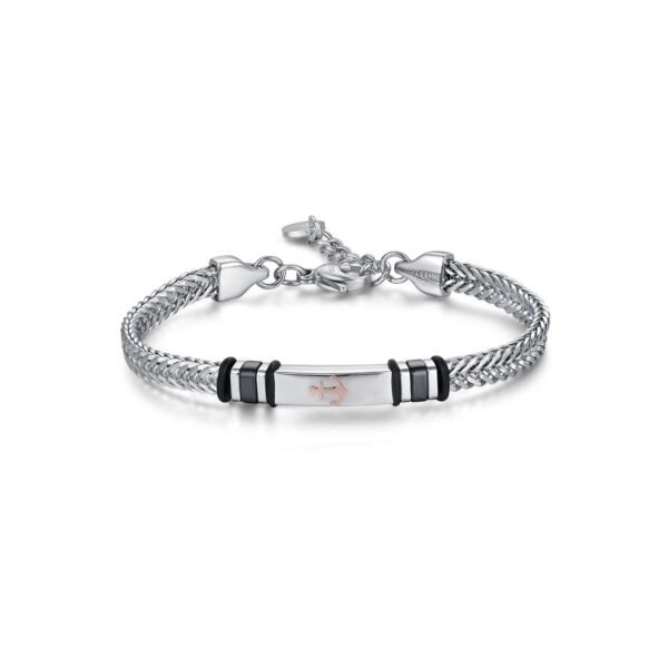 Bracciale Uomo Luca Barra In Acciaio Con Ip Rosato E Nero E Ancora 3 - Verre Gioielli Bracciale Uomo Luca Barra In Acciaio Con Ip Rosato E Nero E Ancora