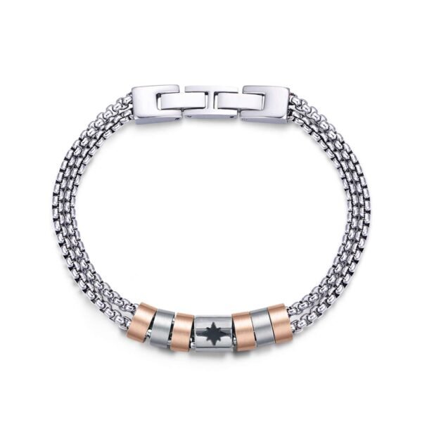 Bracciale Uomo Luca Barra In Acciaio Con Ip Rosato E Rosa Dei Venti 3 - Verre Gioielli Bracciale Uomo Luca Barra In Acciaio Con Ip Rosato E Rosa Dei Venti