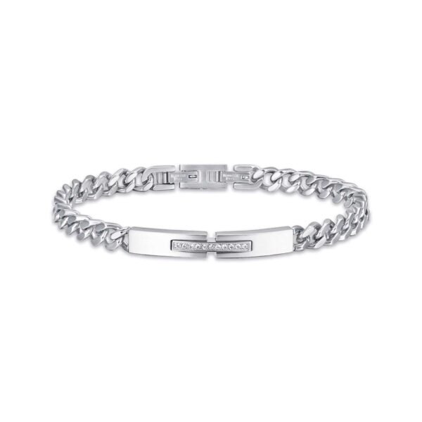 Bracciale Uomo Luca Barra In Acciaio Con Cristalli Bianchi
