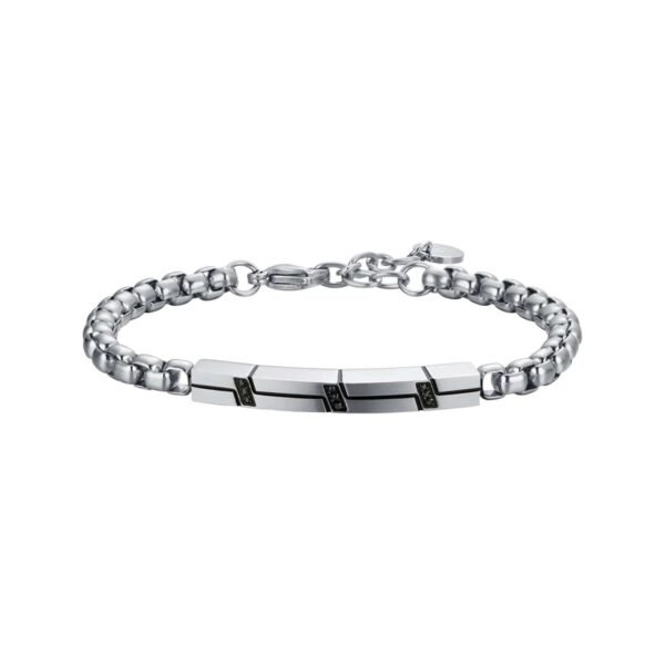 Bracciale Uomo Luca Barra In Acciaio Con Cristalli Neri