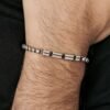 Bracciale Uomo Luca Barra In Acciaio Con Cristalli Neri 1 Verre Gioielli - l'istituzione del gioiello