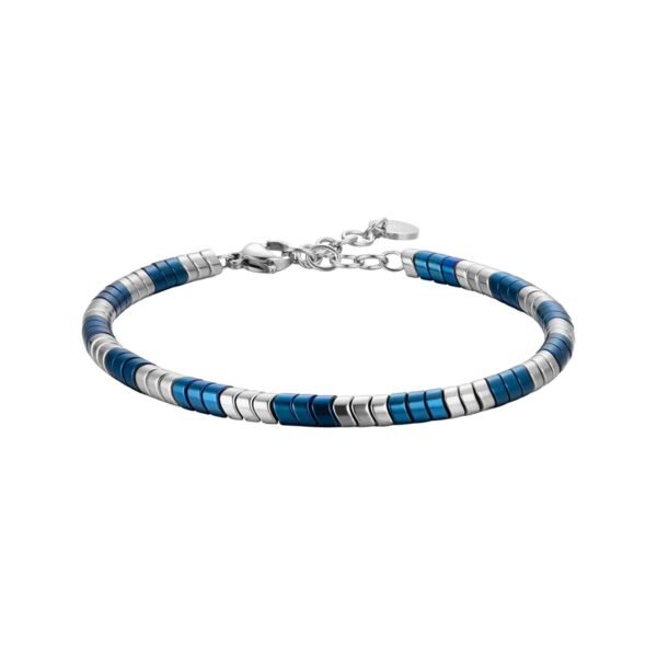 Bracciale Uomo Luca Barra In Acciaio Con Ematite Blu 3 - Verre Gioielli Bracciale Uomo Luca Barra In Acciaio Con Ematite Blu