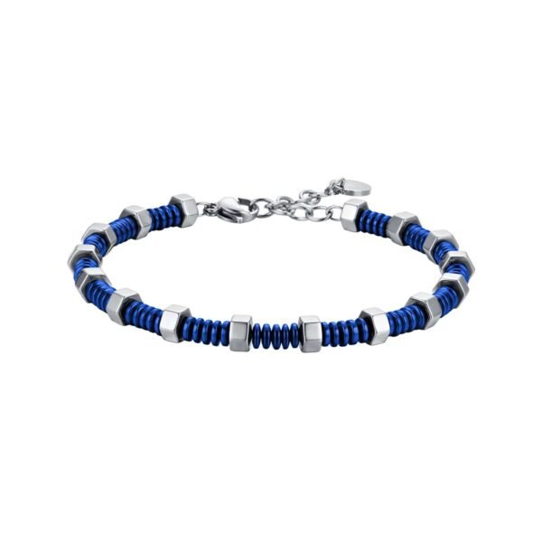 Bracciale Uomo Luca Barra In Acciaio Con Ematite Blu E Silver