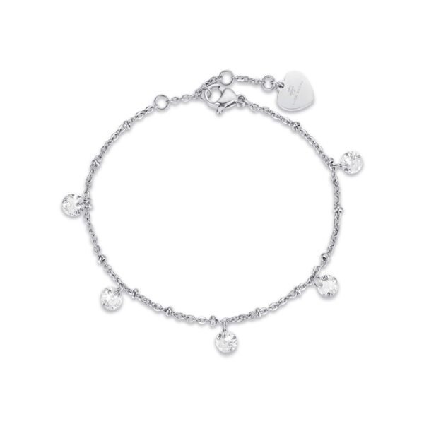 Bracciale Donna Luca Barra In Acciaio Con Cristalli Bianchi Pendenti