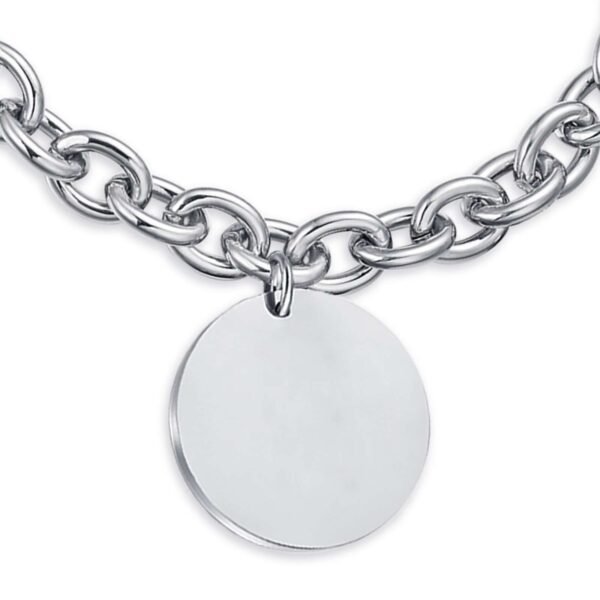 Bracciale Donna Luca Barra In Acciaio Con Piastra Rotonda Pendente 3 - Verre Gioielli Bracciale Donna Luca Barra In Acciaio Con Piastra Rotonda Pendente