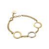 Bracciale Donna Luca Barra In Acciaio Dorato Con Cerchi E Cristalli Bianchi
