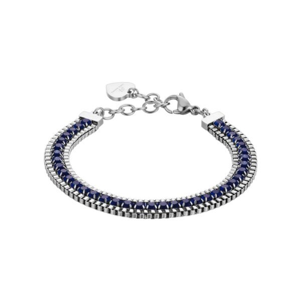 Bracciale Donna Luca Barra In Acciaio Triplo Filo Con Cristalli Blu 3 - Verre Gioielli Bracciale Donna Luca Barra In Acciaio Triplo Filo Con Cristalli Blu