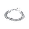 Bracciale Donna Luca Barra In Acciaio Triplo Filo Con Cristalli Bianchi