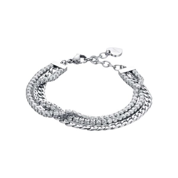 Bracciale Donna Luca Barra In Acciaio Triplo Filo Con Cristalli Bianchi 3 - Verre Gioielli Bracciale Donna Luca Barra In Acciaio Triplo Filo Con Cristalli Bianchi