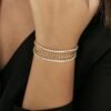 Bracciale Donna Luca Barra In Acciaio Dorato Triplo Filo Con Cristalli Bianchi 2 Verre Gioielli - l'istituzione del gioiello