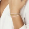 Bracciale Donna Luca Barra In Acciaio Rosato Triplo Filo Con Cristalli Bianchi 1 Verre Gioielli - l'istituzione del gioiello