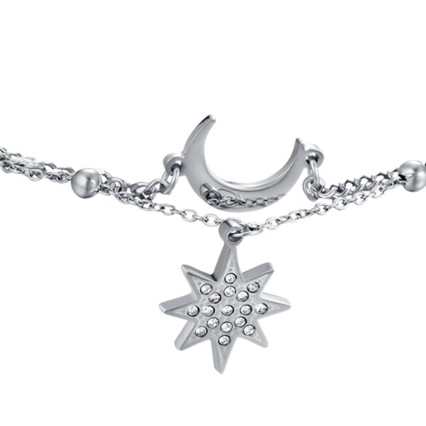 Bracciale Donna Luca Barra In Acciaio Con Stella E Luna E Cristalli Bianchi 2 Verre Gioielli - l'istituzione del gioiello