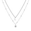 Collana Donna Luca Barra Doppia Trama In Acciaio Con Luna E Stella Polare E Cristalli Bianchi 1 - Verre Gioielli Collana Donna Luca Barra Doppia Trama In Acciaio Con Luna E Stella Polare E Cristalli Bianchi