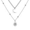 Collana Donna Luca Barra Doppia Trama In Acciaio Con Luna E Stella Polare E Cristalli Bianchi 2 Verre Gioielli - l'istituzione del gioiello