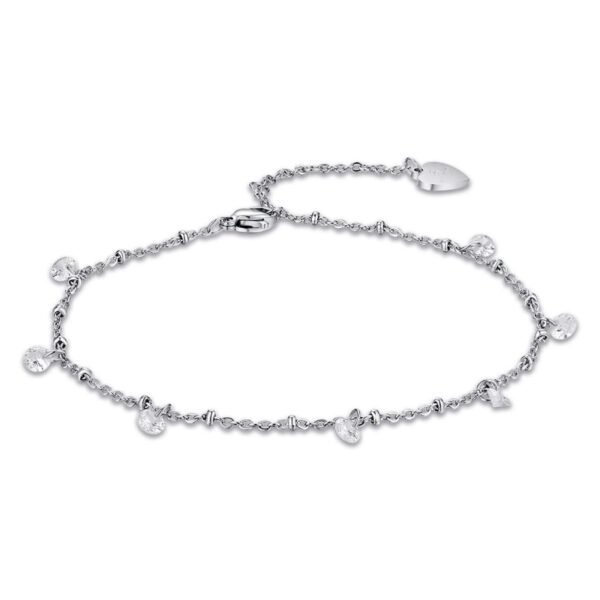 Cavigliera Donna Luca Barra In Acciaio Con Cristalli Bianchi 3 - Verre Gioielli Cavigliera Donna Luca Barra In Acciaio Con Cristalli Bianchi