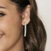 Orecchini Donna Luca Barra In Acciaio Con Cristalli Bianchi Pendenti 1 Verre Gioielli - l'istituzione del gioiello