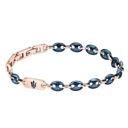 Bracciale Uomo Maserati In Acciaio Bicolore E Ceramica Blu