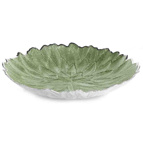 Piatto Centrotavola Argenesi In Argento 999 E Vetro Verde Salvia