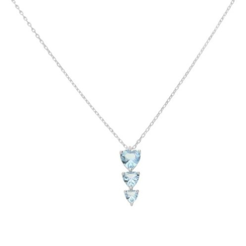 Collana Con Pendente A Cuore In Zirconia E Argento 925 - Colore Viola - Lunghezza Catena 45 Cm