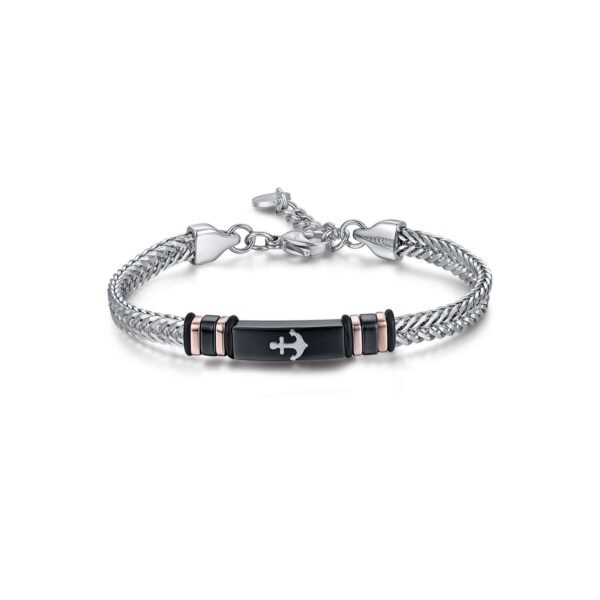 Bracciale Uomo Luca Barra In Acciaio Con Ip Nero E Ancora 3 - Verre Gioielli Bracciale Uomo Luca Barra In Acciaio Con Ip Nero E Ancora