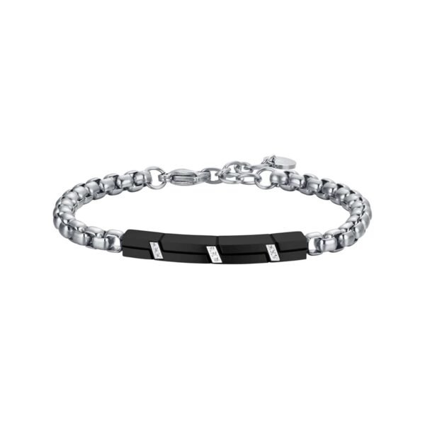 Bracciale Uomo Luca Barra In Acciaio Bicolore Con Cristalli Neri 3 - Verre Gioielli Bracciale Uomo Luca Barra In Acciaio Bicolore Con Cristalli Neri