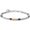 Bracciale Uomo Luca Barra In Acciaio Bicolore E Perle Nere 2 - Verre Gioielli Bracciale Uomo Luca Barra In Acciaio Bicolore E Perle Nere