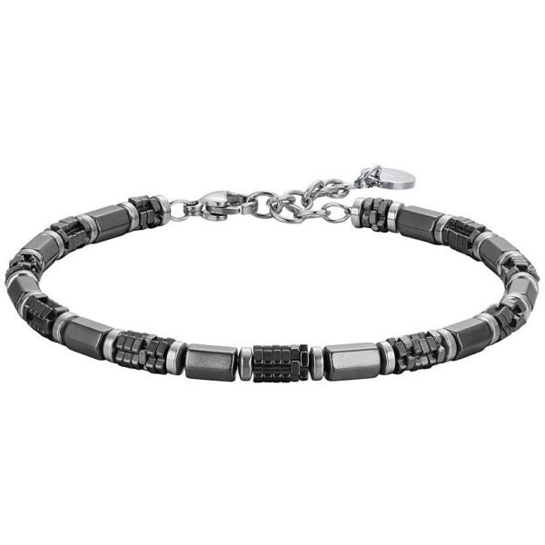 Bracciale Uomo Luca Barra In Acciaio E Ematite Bicolore