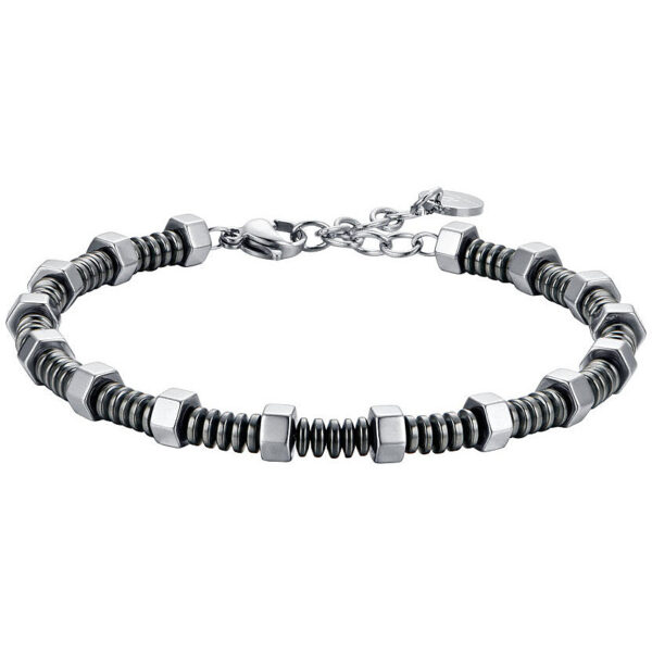 Bracciale Uomo Luca Barra In Acciaio E Ematite Bicolore