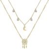 Collana Donna Brosway In Acciaio Dorato Doppio Filo Con Acchiappasogni E Luna Pendenti