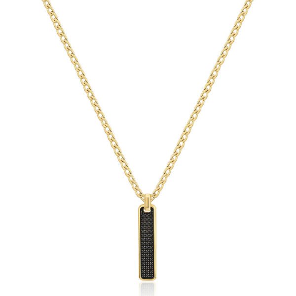 Collana Uomo Brosway In Acciaio Dorato Con Zirconi Neri