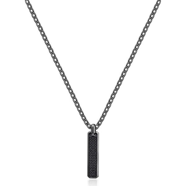 Collana Uomo Brosway In Acciaio Nero E Zirconi Neri 3 - Verre Gioielli Collana Uomo Brosway In Acciaio Nero E Zirconi Neri
