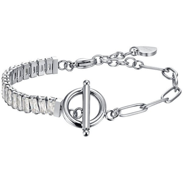Bracciale Donna Luca Barra In Acciaio Con Cristalli Bianchi 3 - Verre Gioielli Bracciale Donna Luca Barra In Acciaio Con Cristalli Bianchi