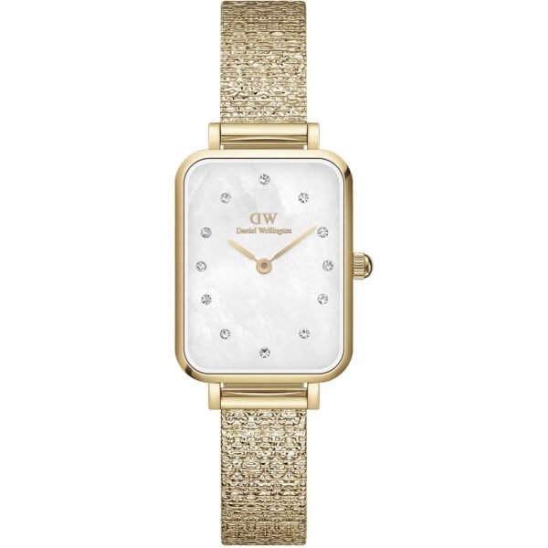Orologio Donna Daniel Wellington Quadro Lumine Pressed Piano In Acciaio Dorato 3 - Verre Gioielli Orologio Donna Daniel Wellington Quadro Lumine Pressed Piano In Acciaio Dorato