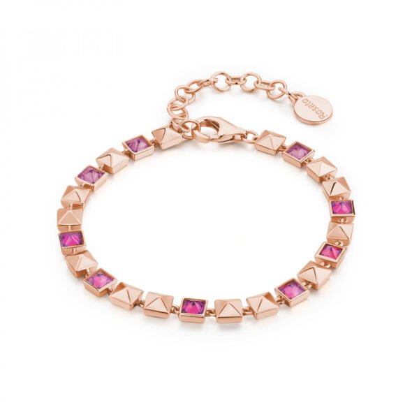 Bracciale Donna Rosato In Argento 925 Placcato Oro Rosato E Cubic Zirconia Rubino 3 - Verre Gioielli Bracciale Donna Rosato In Argento 925 Placcato Oro Rosato E Cubic Zirconia Rubino