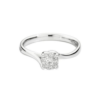 Anello Donna Solitario Recarlo Nodo D'Amore In Oro Bianco 18 Kt E Pavé Di Diamanti 0.20 Ct