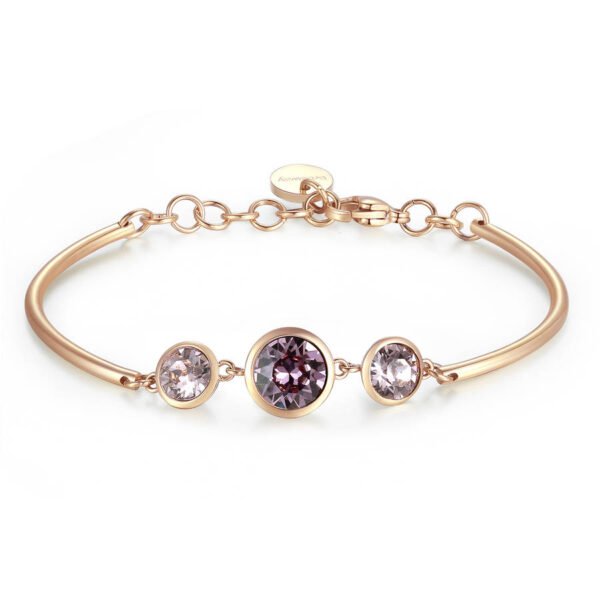 Bracciale Donna Brosway Semi Rigido In Acciaio Dorato Con Cristalli Swarovski Viola