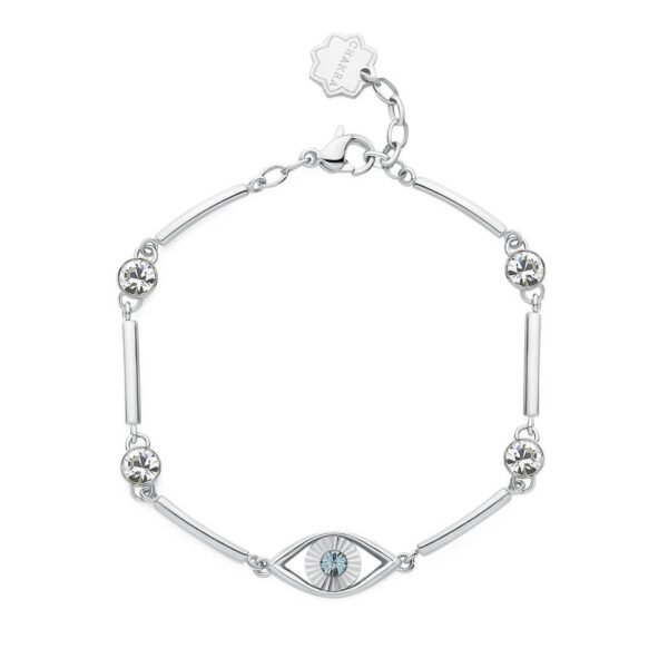Bracciale Donna Brosway Semi Rigido In Acciaio E Cristalli Con Occhio E Cristallo Celeste 3 - Verre Gioielli Bracciale Donna Brosway Semi Rigido In Acciaio E Cristalli Con Occhio E Cristallo Celeste