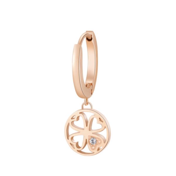 Mono Orecchino Donna Brosway In Acciaio Rosato Con Quadrifoglio E Zircone Bianco 3 - Verre Gioielli Mono Orecchino Donna Brosway In Acciaio Rosato Con Quadrifoglio E Zircone Bianco