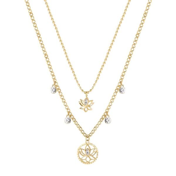 Collana Donna Brosway In Acciaio Dorato Doppio Filo Con Fiore Di Loto E Cristalli Bianchi 3 - Verre Gioielli Collana Donna Brosway In Acciaio Dorato Doppio Filo Con Fiore Di Loto E Cristalli Bianchi
