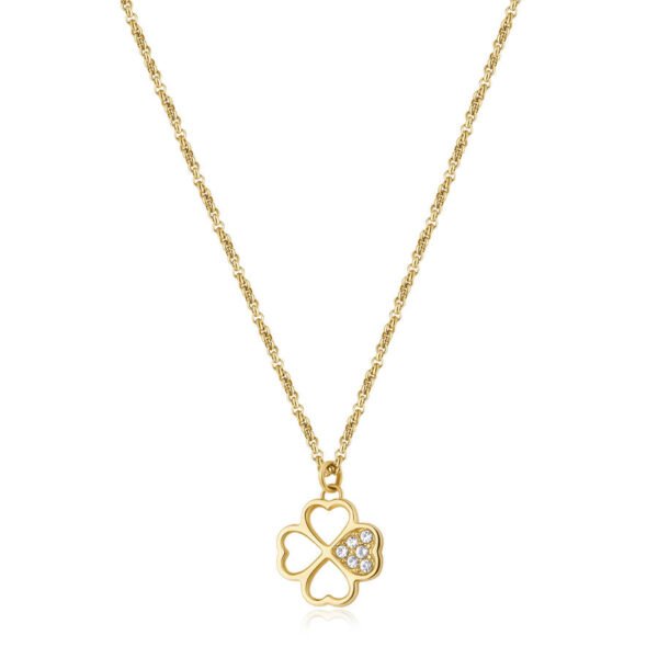 Collana Donna Brosway In Acciaio Dorato Con Quadrifoglio E Zirconi Bianchi 3 - Verre Gioielli Collana Donna Brosway In Acciaio Dorato Con Quadrifoglio E Zirconi Bianchi