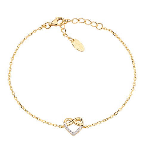 Bracciale Donna Amen In Argento 925 Dorato Con Cuore Intrecciato E Zirconi Bianchi 3 - Verre Gioielli Bracciale Donna Amen In Argento 925 Dorato Con Cuore Intrecciato E Zirconi Bianchi